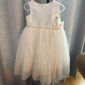 TODDLER 2T EMPIRE WAIST DRESS. “BRIDAL”  TULLE LAYER IN RAINDROP DOTTED PATTERN